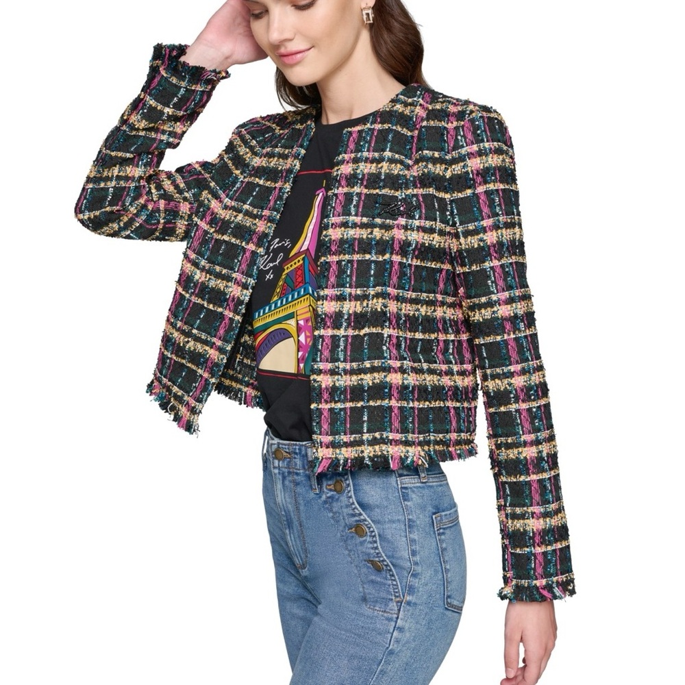 Karl Lagerfeld Paris Women's Tweed Jacket Size 4